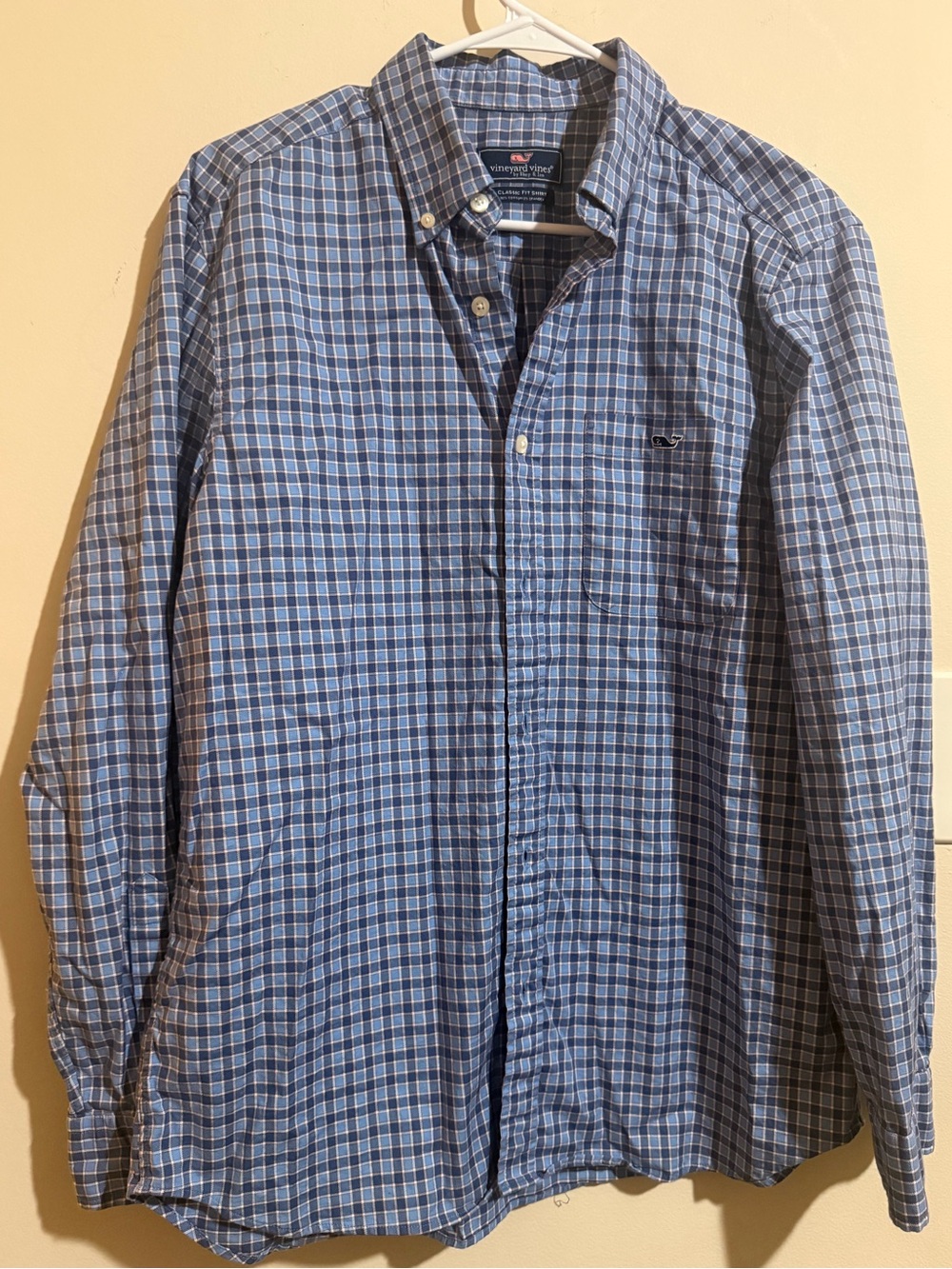 Vineyard Vines Blue Plaid Button-Down Shirt with White Accents